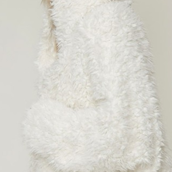 Ivory Faux Fur Sherpa Hoodie Jacket Cardigan Coat - Picture 7 of 7